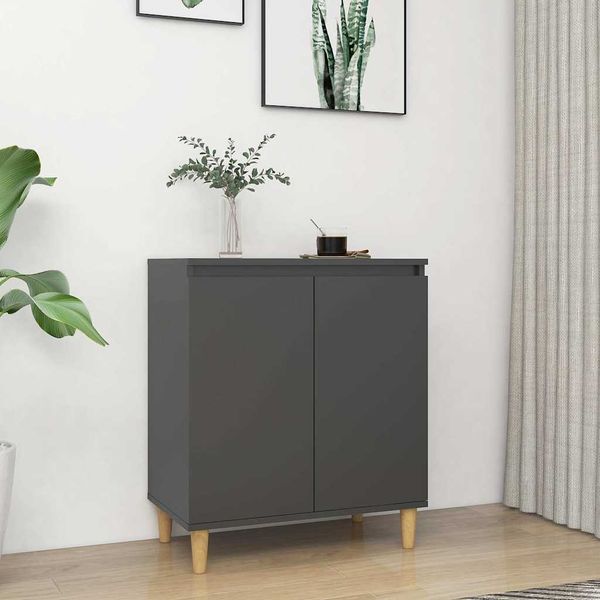 vidaXL Komoda, nohy z masívu, sivá 60x35x70 cm, kompozitné drevo