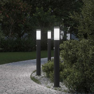 vidaXL Stĺpikové svetlá so senzorom 3 ks 80 cm nehrdzavejúca oceľ IP44