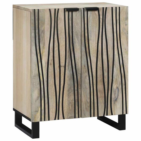 vidaXL Servírovacia skriňa Biela 60 x 33,5 x 75 cm Masívne mango drevo