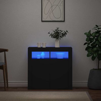 vidaXL Komoda s LED svetlami čierna 80x35x75 cm