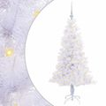 vidaXL Umelý vianočný stromček s 150 LED-i Biela 150 cm PVC a oceľ