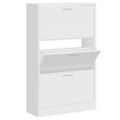 vidaXL Botník lesklý biely 63x24x103 cm spracované drevo