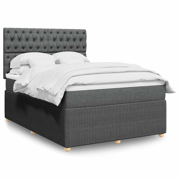 vidaXL Boxspring posteľ s matracom tmavosivá 140x200 cm látka