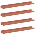 vidaXL Stenná polica Nástenná montáž 4 ks Červená 60 x 9 x 3 cm