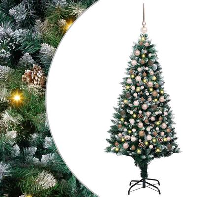 vidaXL Umelý vianočný stromček Zelená 180 cm PVC a Oceľ a Plast