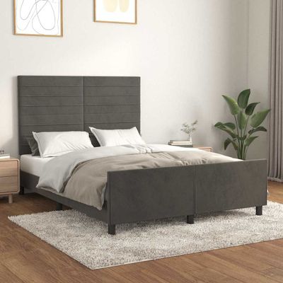 vidaXL Posteľ bez matraca tmavosivá 140x200 cm zamat