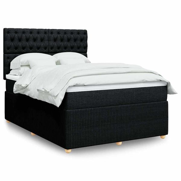 vidaXL Posteľný rám boxspring s matracom čierny 140x200 cm látka