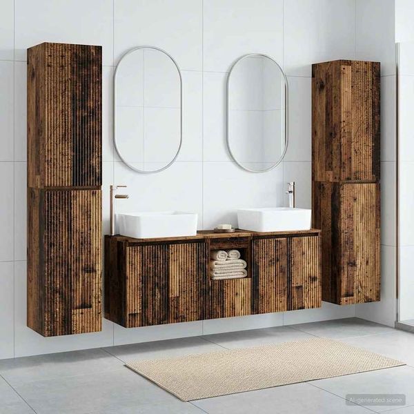 vidaXL Sada kúpeľňového nábytku 5 ks Staré drevo 33 x 34,5 x 160 cm