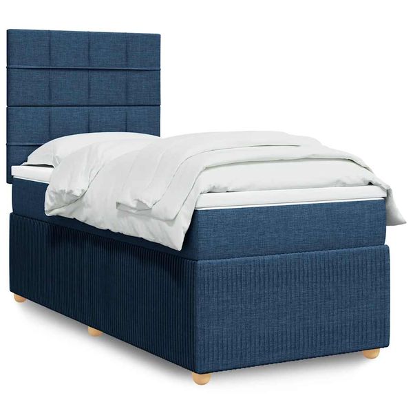 vidaXL Boxspring posteľ s matracom modrá 100x200 cm látka
