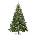vidaXL Umelý vianočný stromček s 300 LED-i Zelená 210 cm PE a PVC