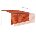 vidaXL Ručne zaťahovacia markíza s tienidlom&LED 3x2,5m oranžovo-hnedá