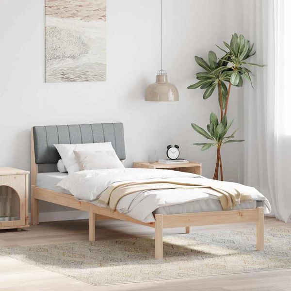 vidaXL Rám postele Hnedá a svetlo šedá 75 x 190 cm Borovicový masív