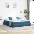 vidaXL Postel s úložným prostorem a matrací Tmavomodrá 180 x 200 cm