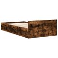 vidaXL Posteľný rám so zásuvkou dymový dub 75x190 cm kompozitné drevo