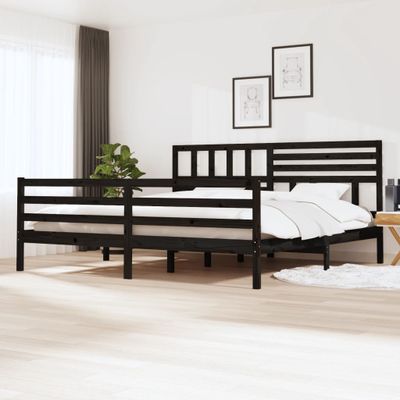 vidaXL Rám postele čierny 180x200 cm Super King masívne drevo