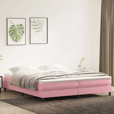 vidaXL Posteľný rám boxsping s matracom ružový 200x220 cm zamat