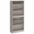 vidaXL Botník betónovo sivý 63x24x147 cm spracované drevo