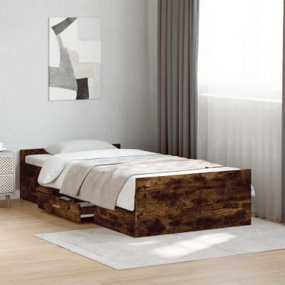 vidaXL Rám postele so skladom Dymový dub 80 x 200 cm Kompozitné drevo
