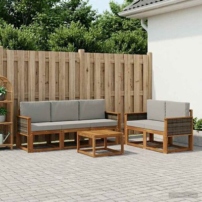 vidaXL Záhradná súprava gaučov 6 ks Prírodná a svetlosivá