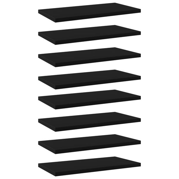 vidaXL Prídavné police 8 ks, čierne 40x20x1,5 cm, drevotrieska