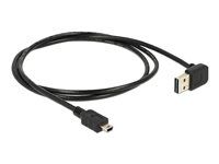 USB kábel - mini-USB typ B (samec) na USB (samec) - USB 2.0 - 1 m - 90° konektor - čierna