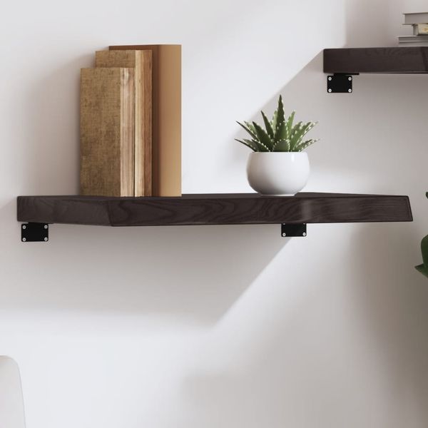 vidaXL Nástenná polica tmavohnedá 60x40x(2-6) cm ošetrený dubový masív