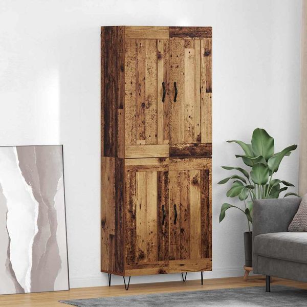 vidaXL Highboard Staré drevo 69,5 x 34 x 180 cm Kompozitné drevo