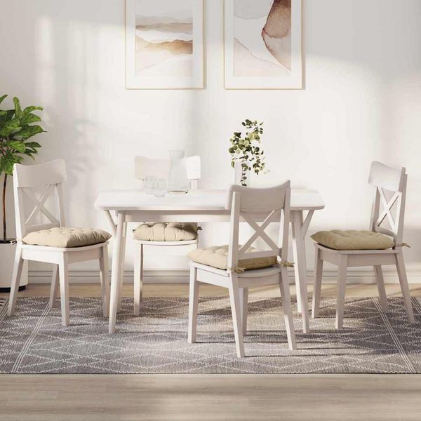 vidaXL Vankúše na sedenie 4 pcs Krémová 40 x 40 x 6 cm Mikrovlákno