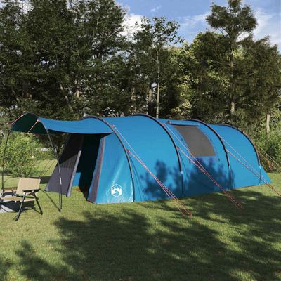 vidaXL Tunelový stan pre 4 osoby Modrá a šedá 740 x 370 x 220 cm