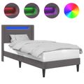 vidaXL Rám postele s LED pásikmi Sivá 100 x 200 cm Umelá koža