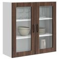 vidaXL Nástenný sklenený kabinet PORTO Hnedý dub 80 x 31 x 80 cm