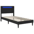 vidaXL Rám postele s LED pásikmi Čierna 90 x 190 cm Umelá koža
