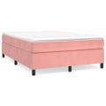 vidaXL Posteľný rám s boxspringom ružový 140x190 cm zamat