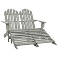 vidaXL 2-miestna záhradná stolička a taburetka Adirondack jedľa sivá