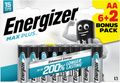 Energizer Max Plus AA alkalické batérie 6+2 8ks E303322200