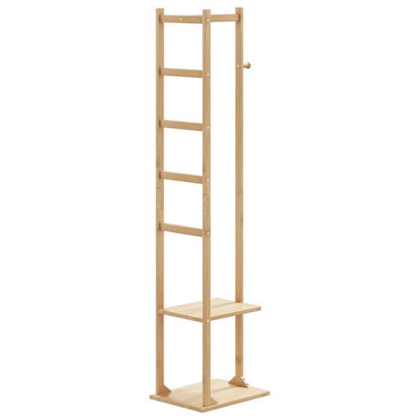 vidaXL Vešiak na kabáty s háčikmi a policami 38,5x30x156 cm bambus