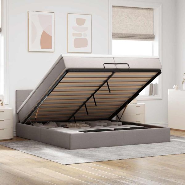vidaXL Osmanská posteľ s matracom Taupe 200x200 cm Látka