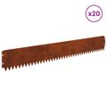 vidaXL Obrubník trávnika 20 ks 103 x 15 cm Oceľ Hrdzavý