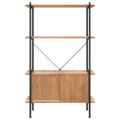 vidaXL 4-poschodová polica so skrinkou 80x40x130cm oceľ a sprac. drevo