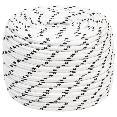 vidaXL Pletené lodné lano biele 14 mm x 25 m polyester