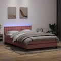 vidaXL Posteľný rám boxsping s matracom a LED ružový 140x210 cm zamat