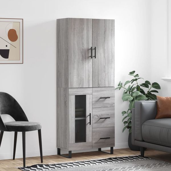 vidaXL Vysoká skrinka sivý dub sonoma 69,5x34x180 cm spracované drevo