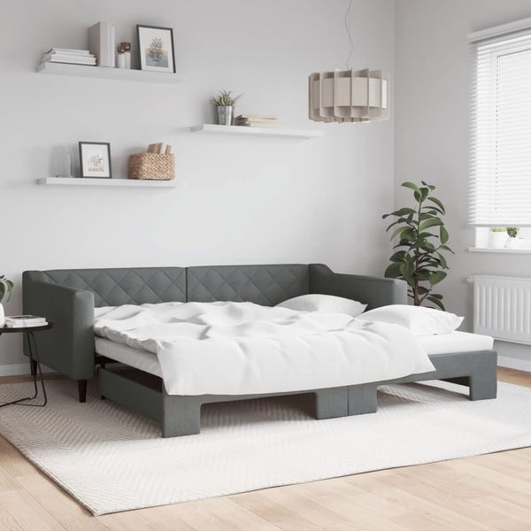 vidaXL Denná posteľ s rozkladacou posteľou tmavosivá 100x200 cm látka