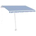 vidaXL Voľne stojaca ručne zaťahovacia markíza 300x250 cm, modro biela