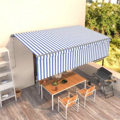 vidaXL Automatická markíza s tienidlom 5x3 m modro-biela