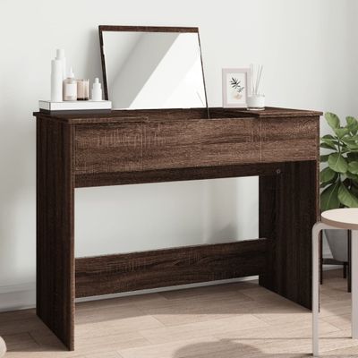 vidaXL Toaletný stolík so zrkadlom hnedý dub 100x45x76 cm