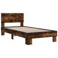 vidaXL Posteľný rám dymový dub 75x190 cm kompozitné drevo a kov