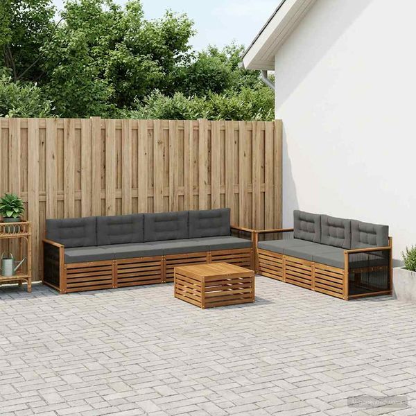 vidaXL Záhradná súprava gaučov s vankúšom 8 pcs Prírodná a antracitová