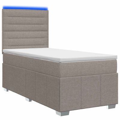 vidaXL LED boxspring posteľ s matracom Sivohnedá 90 x 200 cm Látka