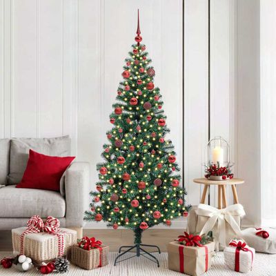 vidaXL Umelý predsvietený vianočný stromček Zelená 180 cm PVC a kov